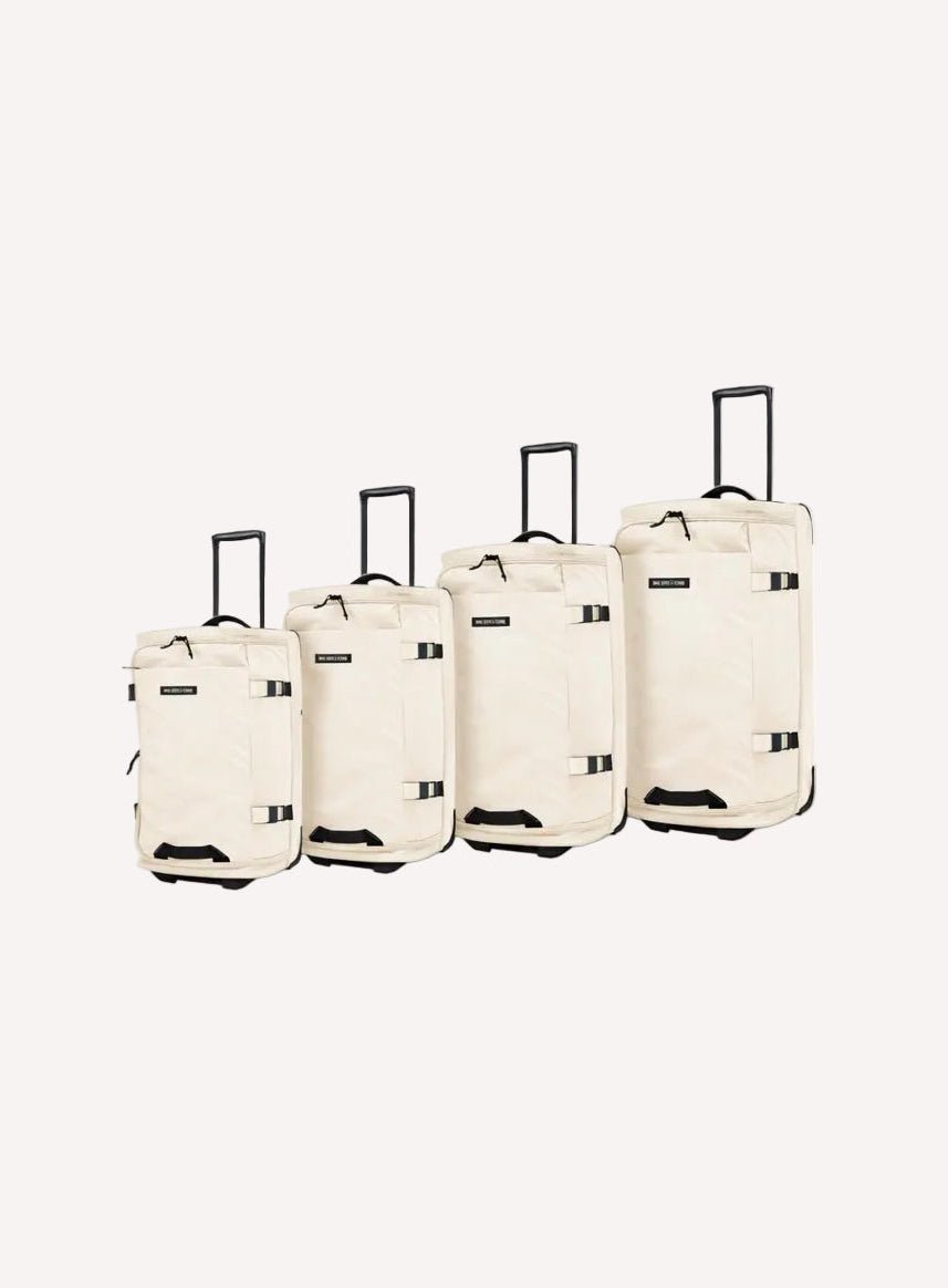4 piece soft shell luggage set in Oat with GPS tracker — Who Gives A Flying Australia